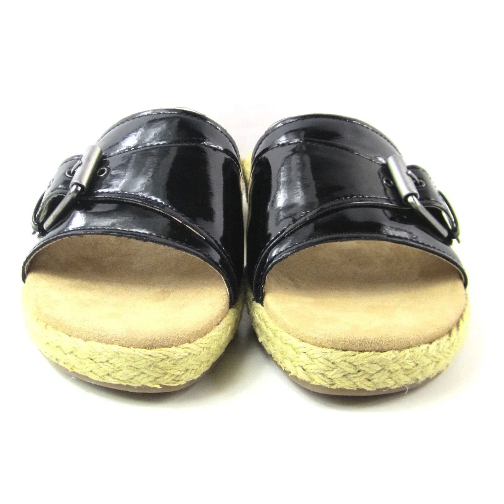 Aerosoles Glorify Women's Black Espadrille Platform Sandal‎ Buckle Size 9 M